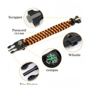 Outdoor Multifunction Zinc Alloy Survival Bracelet